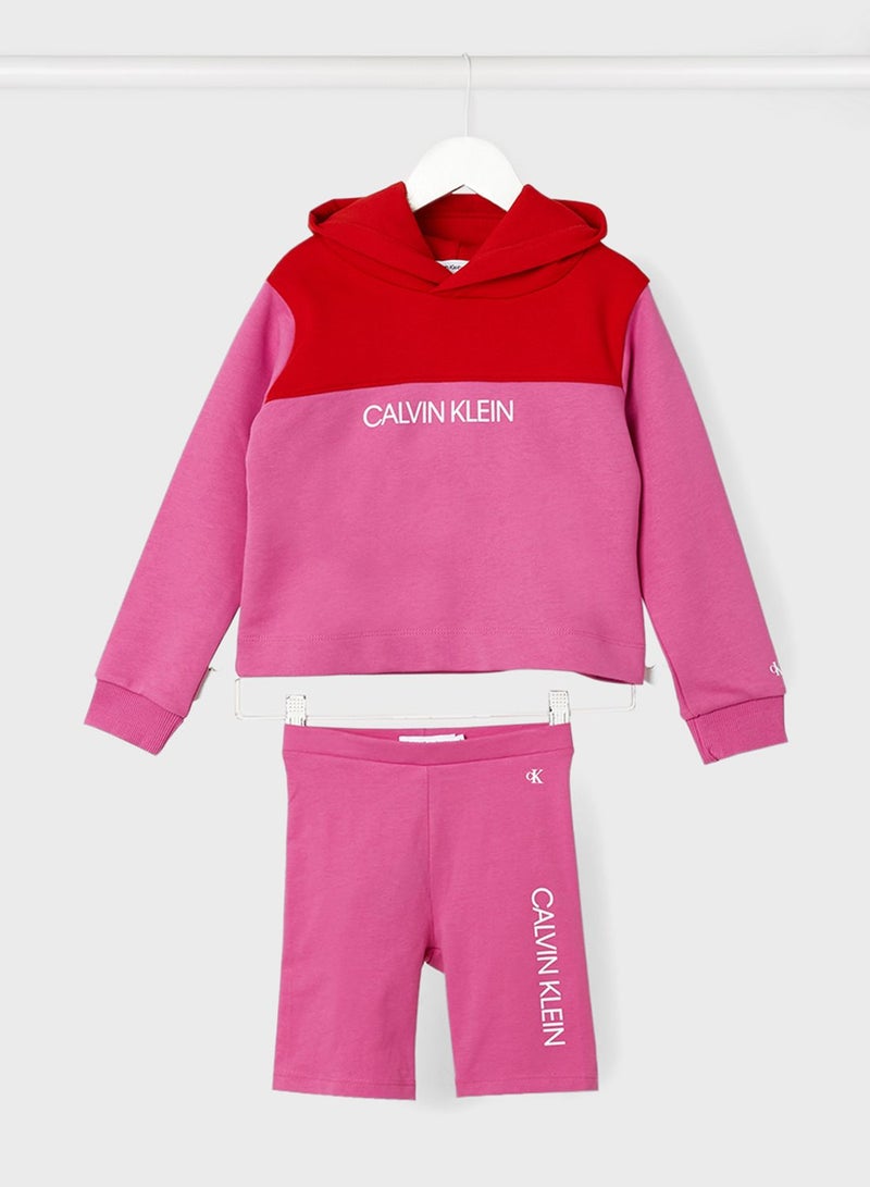 Calvin Klein Jeans Kids Colorblock Hoodie And Shorts Set  - Image 1