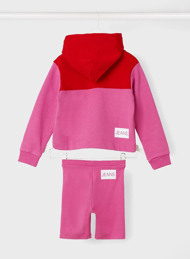 Calvin Klein Jeans Kids Colorblock Hoodie And Shorts Set  - Image 2