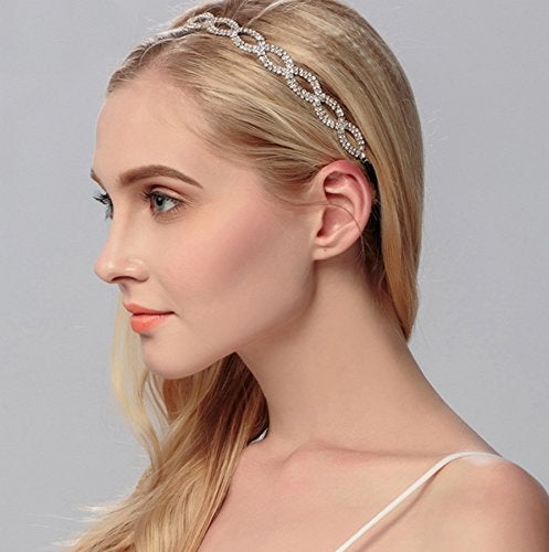 Merroyal Fashion Rhinestones Headband Crown For First Communion,Wedding,Pageant (Sliver) - Image 2