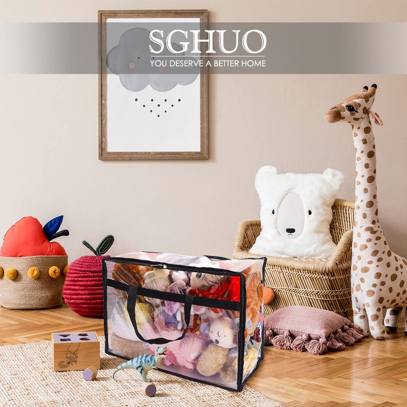 SGHUO Blanket Storage Bags 60L Extra Large Plastic Vinyl Clear Storage Bag for Clothes, Comforter, Bedding, Moving Bags with Zipper and Reinforced Handle (4pcs) - Image 2