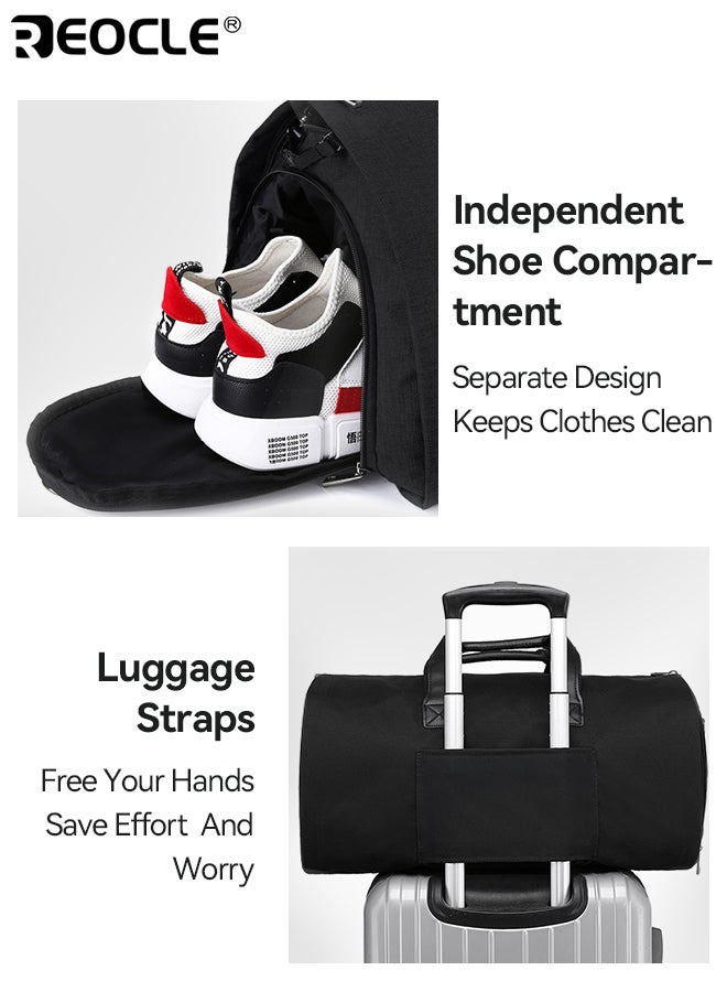 REOCLE Gym Bag Sports Duffle Bag with Shoes Compartment & Wet Pocket 52×32×28cm Durable Travel Duffel Bag Holdall Tote Carry on Luggage Overnight Bag for Men and Women - Image 5