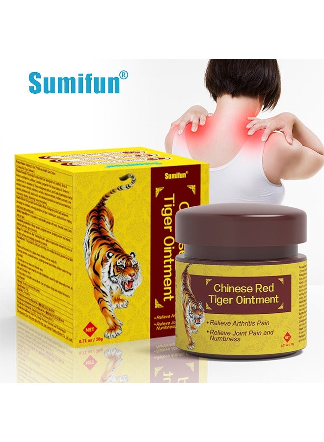 Sumifun Chinese Red Tiger Ointment Quick Pain Relief Plaster Herbal Non Irritating Professional Effective Hot Muscle Relaxer Patch to Promote Blood Flow for Neck Elbow Shoulder Joint and Knee Pain 20g - Image 1