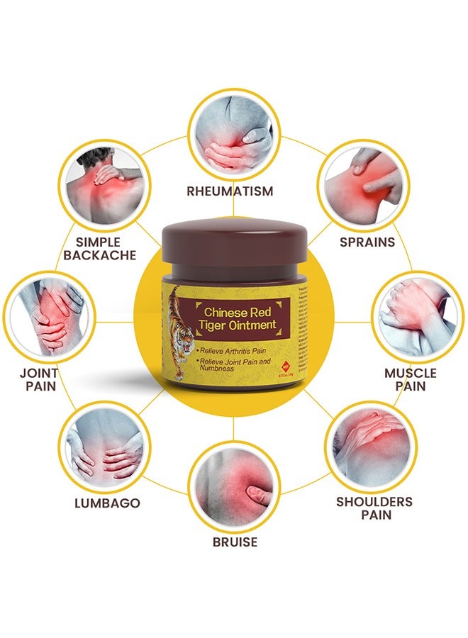 Sumifun Chinese Red Tiger Ointment Quick Pain Relief Plaster Herbal Non Irritating Professional Effective Hot Muscle Relaxer Patch to Promote Blood Flow for Neck Elbow Shoulder Joint and Knee Pain 20g - Image 4