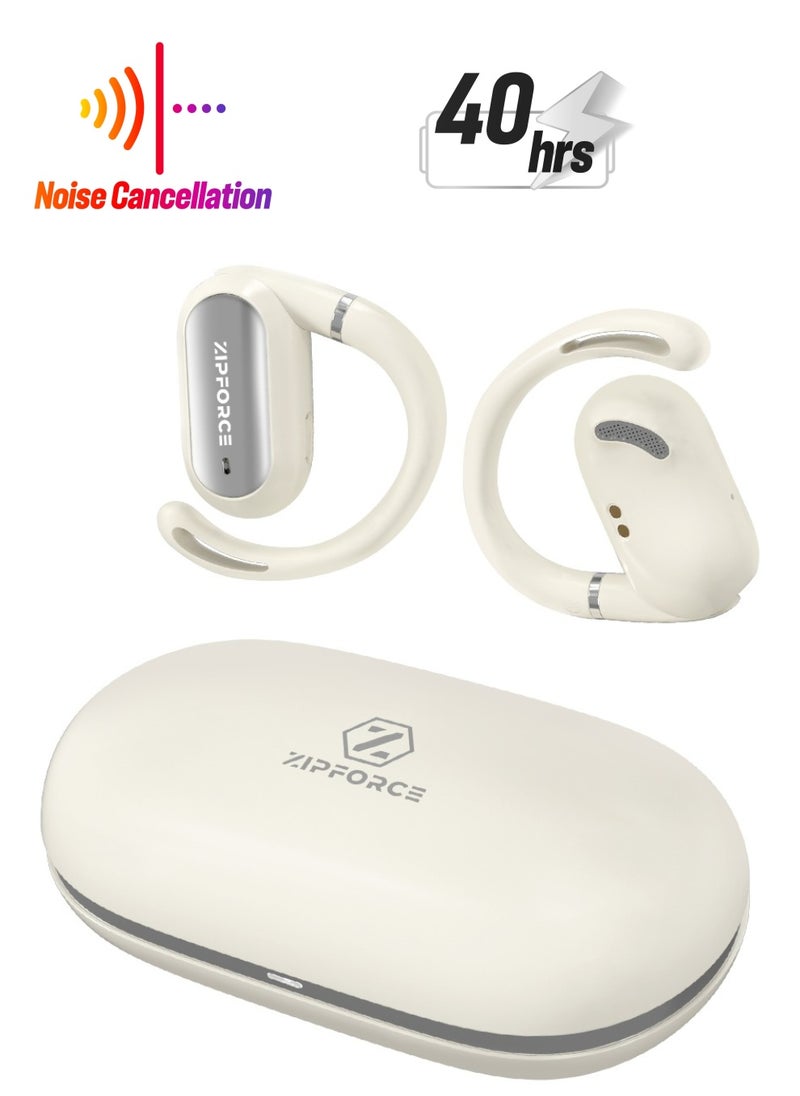 ZIPFORCE - ZIPFORCE True Wireless Earbuds, Open Ear Bluetooth 5.4 Headphones 4-Mics ENC Clear Call, OWS Bluetooth Earbuds Touch Control, IPX6 Waterproof TWS, Light-Weight Earphones - Image 1