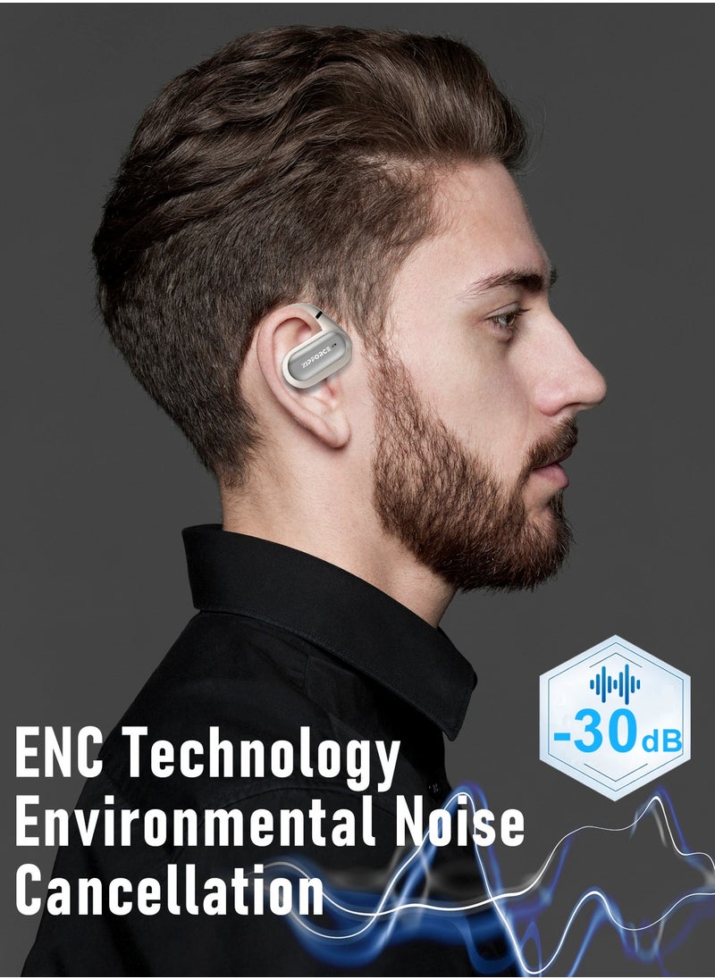 ZIPFORCE - ZIPFORCE True Wireless Earbuds, Open Ear Bluetooth 5.4 Headphones 4-Mics ENC Clear Call, OWS Bluetooth Earbuds Touch Control, IPX6 Waterproof TWS, Light-Weight Earphones - Image 1