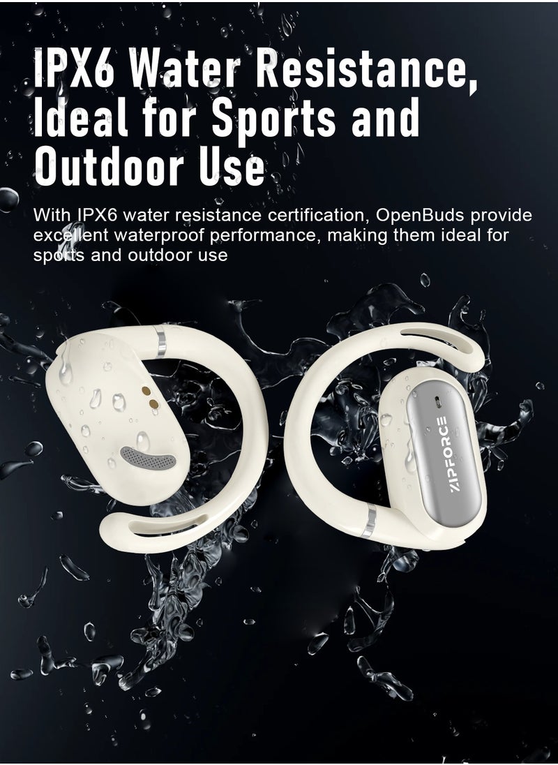 ZIPFORCE - ZIPFORCE True Wireless Earbuds, Open Ear Bluetooth 5.4 Headphones 4-Mics ENC Clear Call, OWS Bluetooth Earbuds Touch Control, IPX6 Waterproof TWS, Light-Weight Earphones - Image 1