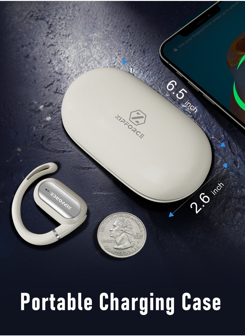 ZIPFORCE - ZIPFORCE True Wireless Earbuds, Open Ear Bluetooth 5.4 Headphones 4-Mics ENC Clear Call, OWS Bluetooth Earbuds Touch Control, IPX6 Waterproof TWS, Light-Weight Earphones - Image 1