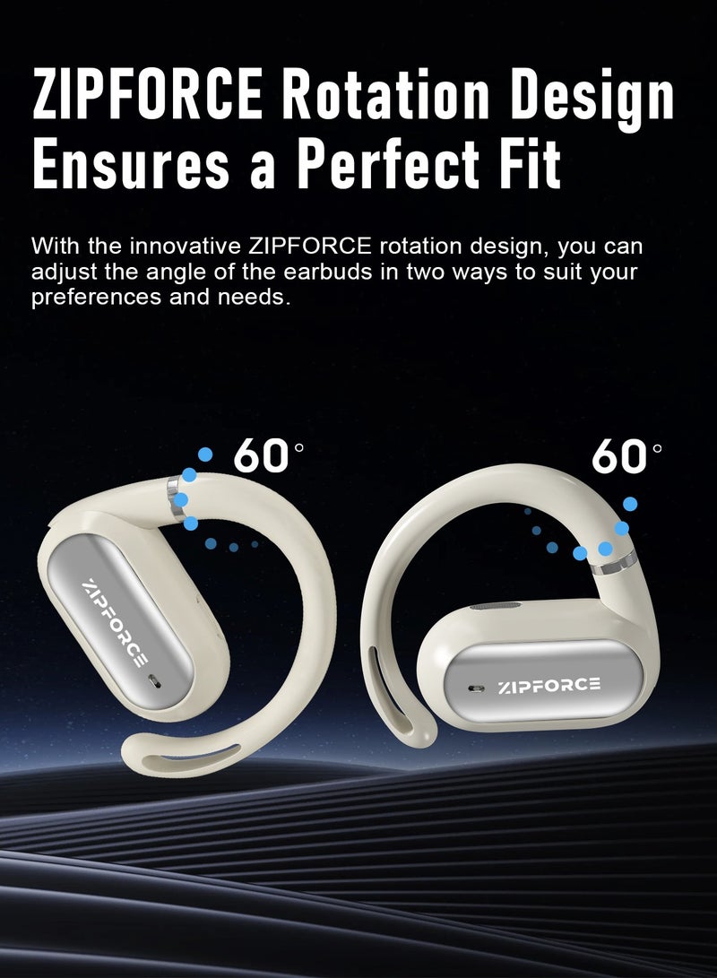 ZIPFORCE True Wireless Earbuds, Open Ear Bluetooth 5.4 Headphones 4-Mics ENC Clear Call, OWS Bluetooth Earbuds Touch Control, IPX6 Waterproof TWS, Light-Weight Earphones - Image 5