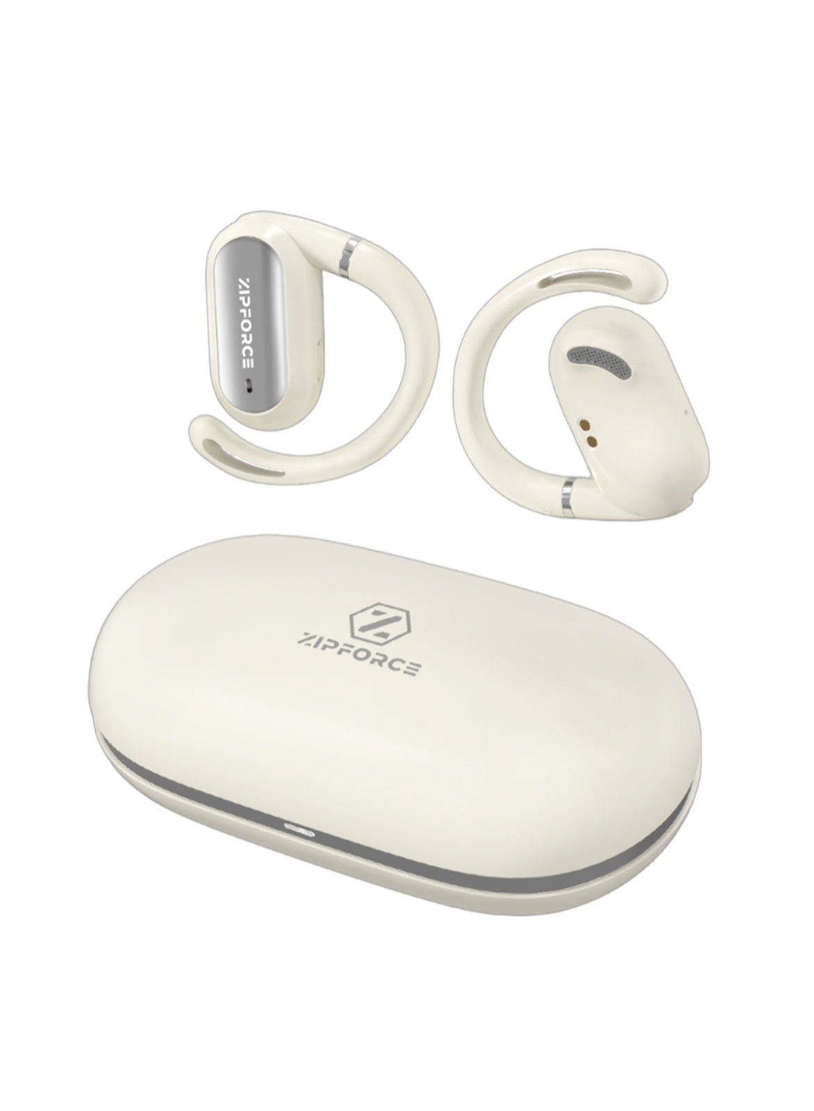 ZIPFORCE True Wireless Earbuds, Open Ear Bluetooth 5.4 Headphones 4-Mics ENC Clear Call, OWS Bluetooth Earbuds Touch Control, IPX6 Waterproof TWS, Light-Weight Earphones