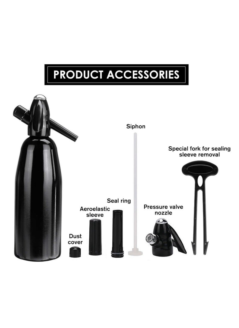 Captaintech - Sparkling Water Maker 1L Soda Siphon Seltzer Water Maker Carbonated Water Machines Aluminum Soda Maker for Home Club Making Fresh Soda Water DIY Drink Use 8g CO2 Cartridges(Not Included) - Image 1