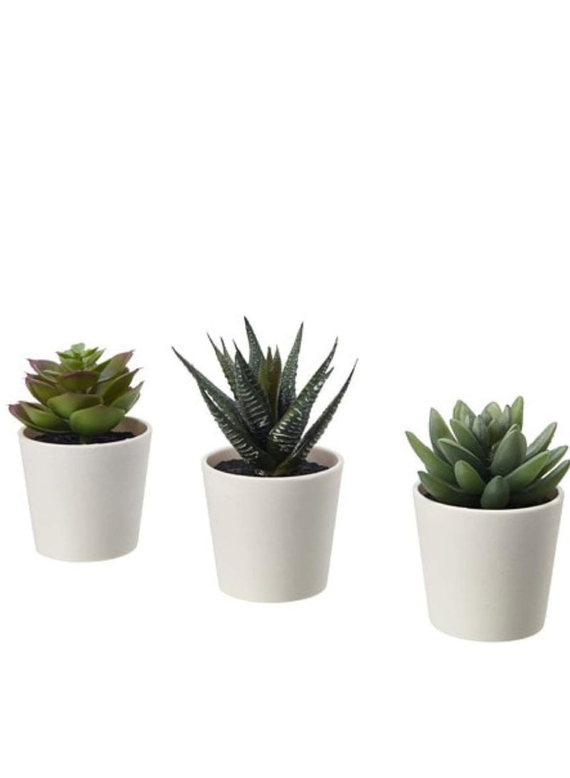 آيكيا فراكتا نبات الصناعي بوعاء للاستخدام الداخلي والخارجي 3 عبوة حجم ¼ 2 انش 3 عبوة درجات اللون الأخضر والعاجي