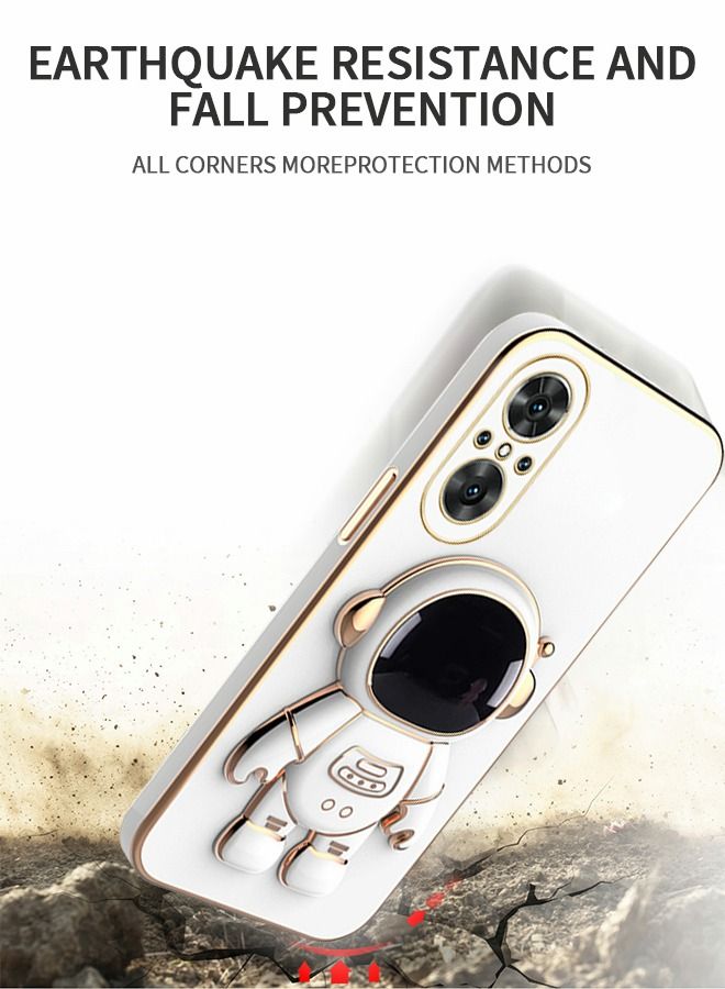 NIBEMINENT Phone Case for Huawei Nova 9 SE 6.78 Inch 6D Electroplating Astronaut Hidden Stand Protective Cover Folding Bracket with Camera Protector - Image 5