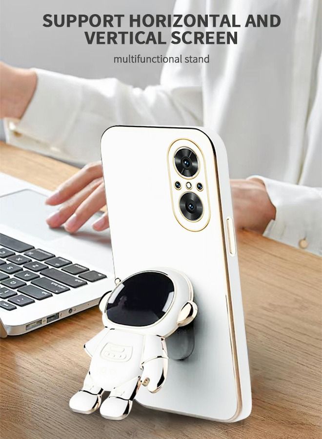 NIBEMINENT Phone Case for Huawei Nova 9 SE 6.78 Inch 6D Electroplating Astronaut Hidden Stand Protective Cover Folding Bracket with Camera Protector - Image 4