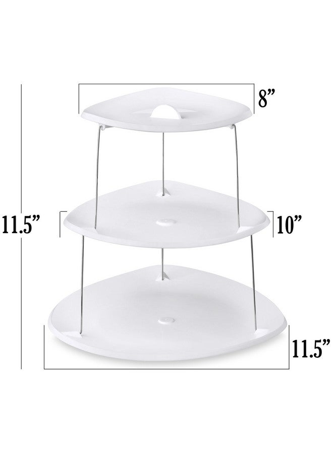 Masirs Collapsible 3-Tier Party Tray: Decorative Design Folds for Minimal Storage. an Elegant Serving Tray for Sandwiches, Cake, Sliced Cheese, and Deli Meat. - Image 2