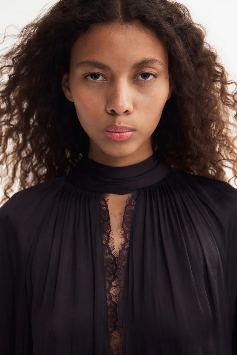 H&M  Lace-trimmed balloon-sleeved dress for Women | Best Price UAE
