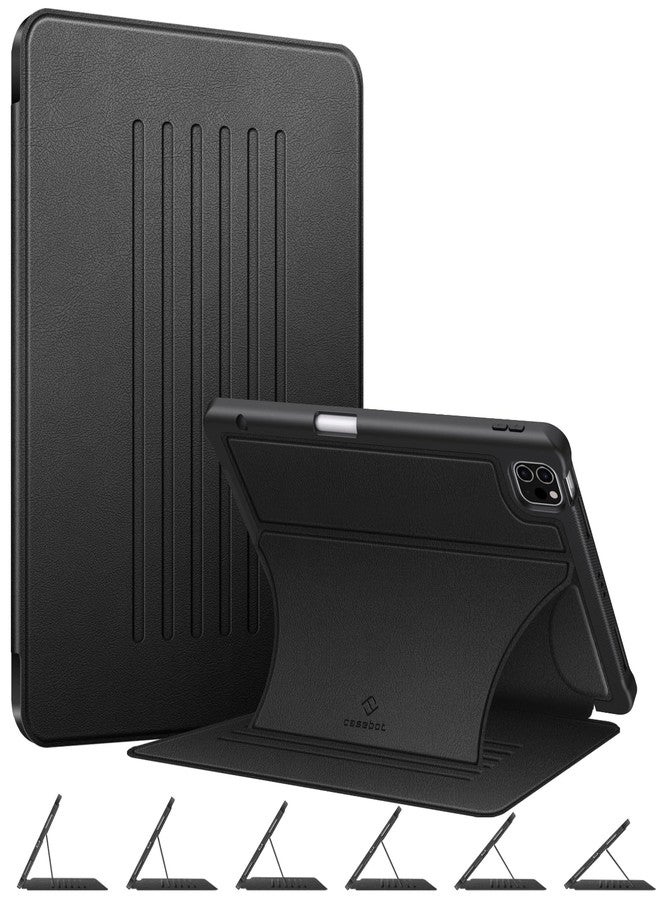 CaseBot Magnetic Stand Case for iPad Pro 11-inch (4th / 3rd Generation) 2022/2021 - Multiple Angles Shockproof Soft TPU Cover w/Pencil Holder, Also Fit iPad Pro 11" 2nd /1st Gen, Black - Image 1