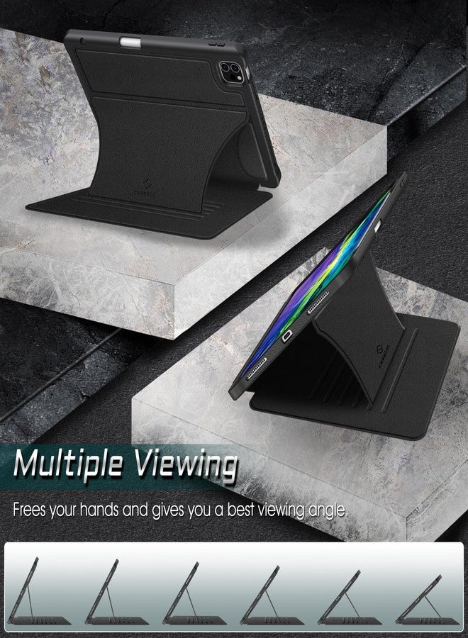 CaseBot Magnetic Stand Case for iPad Pro 11-inch (4th / 3rd Generation) 2022/2021 - Multiple Angles Shockproof Soft TPU Cover w/Pencil Holder, Also Fit iPad Pro 11" 2nd /1st Gen, Black - Image 4