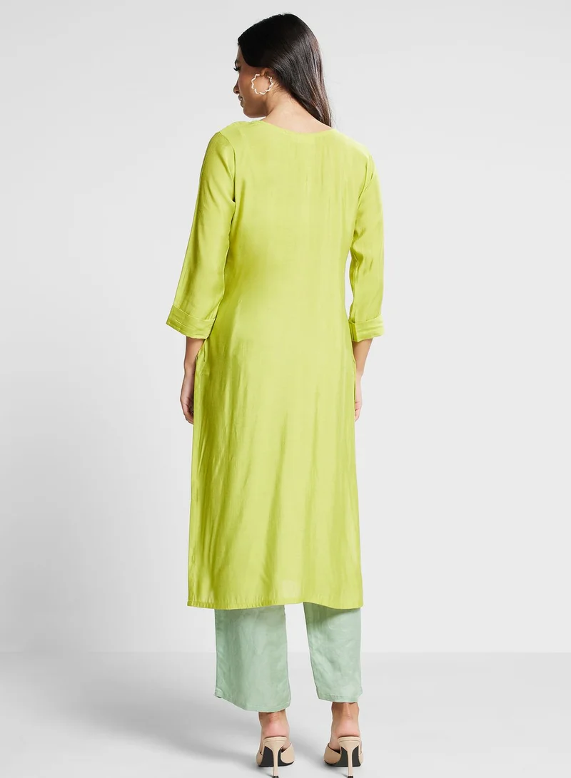 kolaba Embroidered Floral Print Kurti