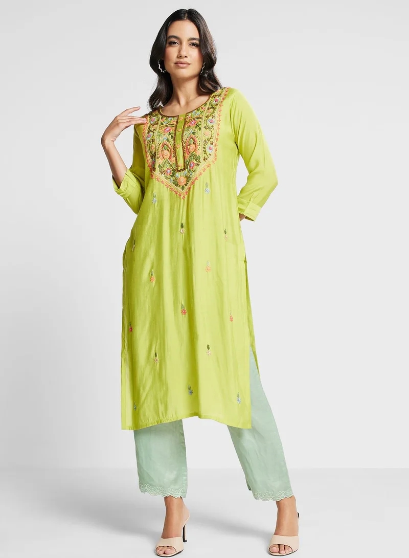 kolaba Embroidered Floral Print Kurti