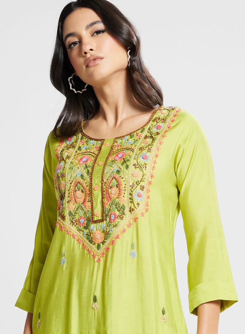 kolaba Embroidered Floral Print Kurti