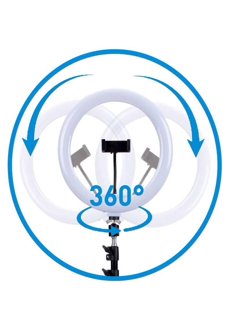 ميدي إضاءة حلقية LED قابلة للدوران 360 درجة مع حامل ثلاثي القوائم قابل للتعديل - Image 2