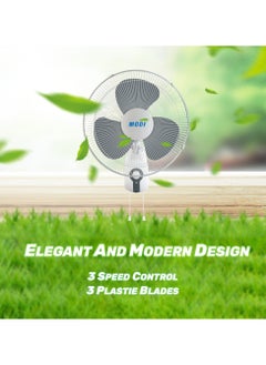 MODI 3 Speed Wall Fan 45w White 2 Set  - Image 2
