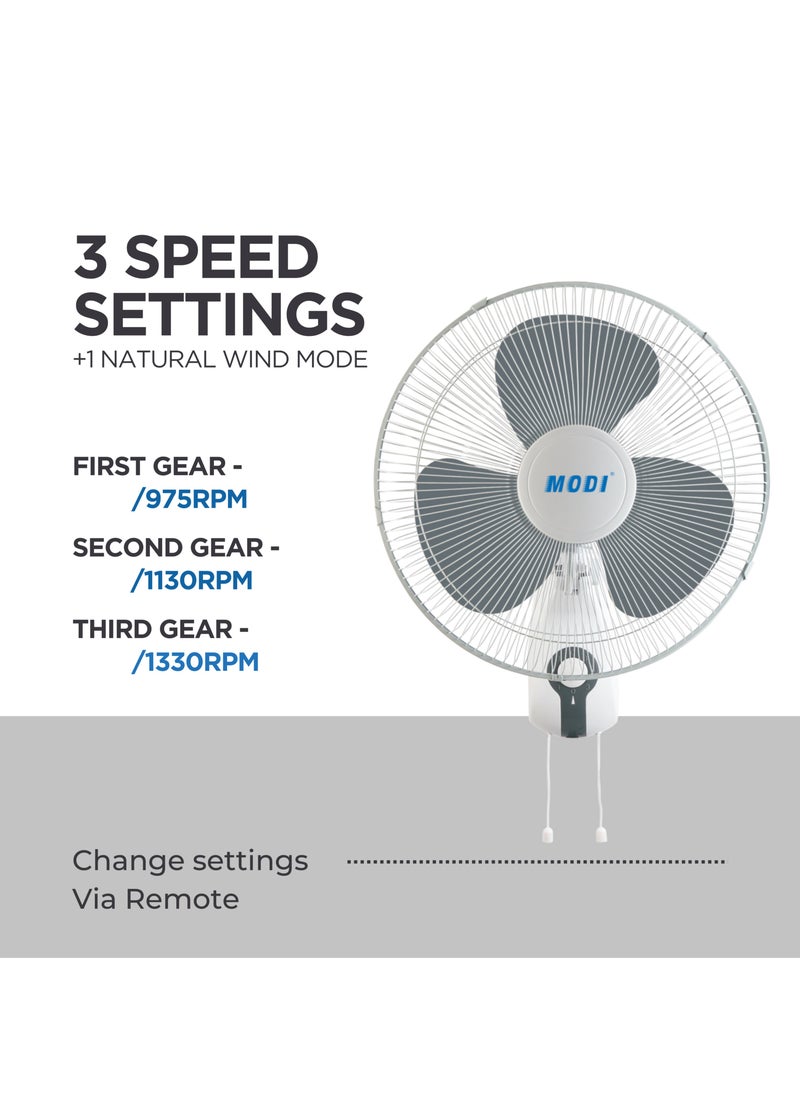MODI - 3 Speed Wall Fan 45w White 2 Set - Image 1