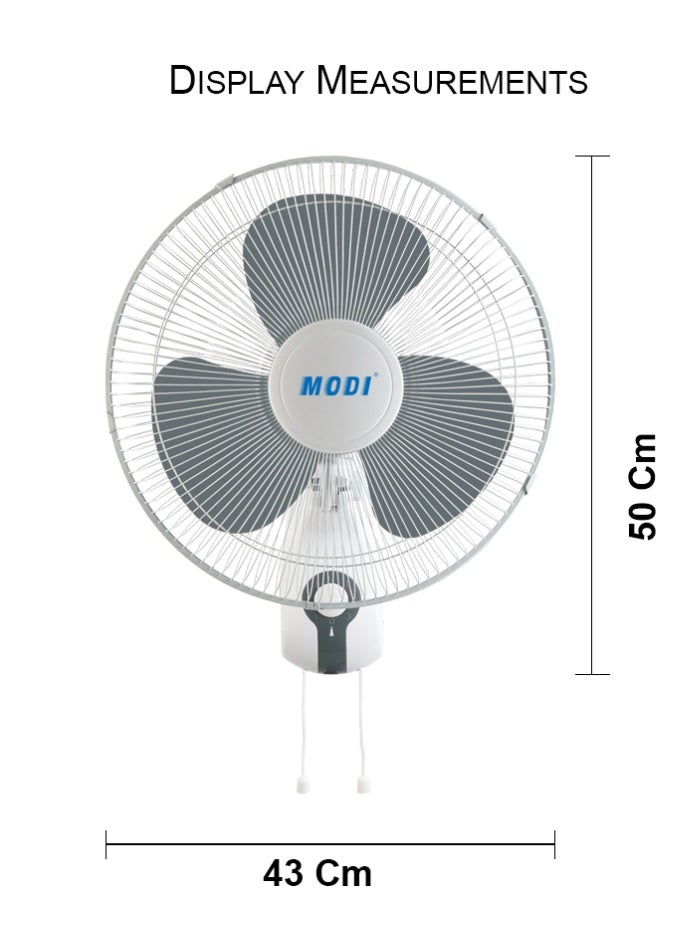 MODI 3-Speed Wall Fan 45W White 2-Pack, Quiet and Energy-Efficient Cooling Fan with Strong Airflow, Easy Wall Mount for Home and Office - Image 2