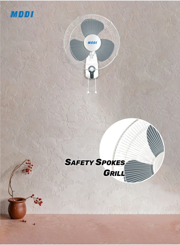 MODI 3-Speed Wall Fan 45W White 2-Pack, Quiet and Energy-Efficient Cooling Fan with Strong Airflow, Easy Wall Mount for Home and Office - Image 5