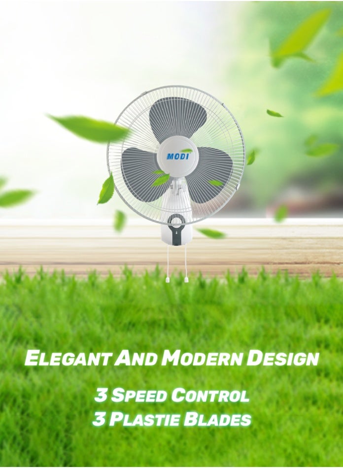 MODI 3-Speed Wall Fan 45W White 2-Pack, Quiet and Energy-Efficient Cooling Fan with Strong Airflow, Easy Wall Mount for Home and Office - Image 3