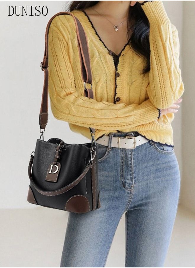 DUNISO - Bucket Bag and Purses For Women Shoulder Handbags with Detachable Straps Womens Large Capacity Elegant Crossbody Bags for Mother Girl Friend Wife - Image 1