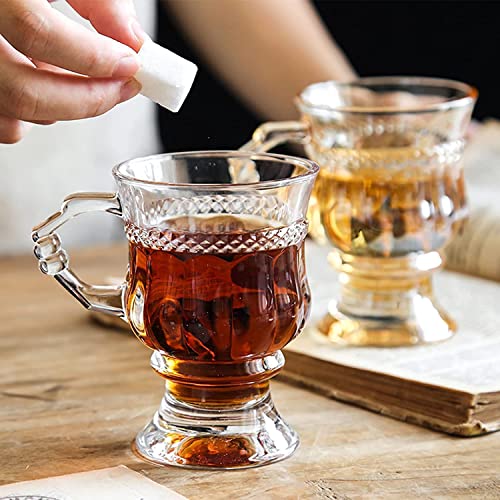 ZROY ENTERPRISE Glass Tea Cup Coffee Mugs with Handle Set of 2, 150ml Clear Drinking Cups for Cold Coffee, Lemon Tea, Milk,Cappuccino, Hot & Cold Beverage (RAJWAD Cup, 2) - Image 1