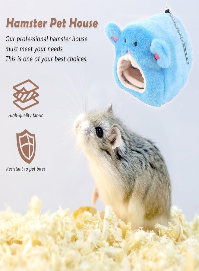 VTurboWay 2 Pcs Hamster Winter Warm House Bed Cotton Nest Cute Bear Designed with Bed Mat for Hamster Guinea Pig Chinchillas Hedgehog Squirrel and Other Small Furry Animals (Blue and Grey) - Image 2