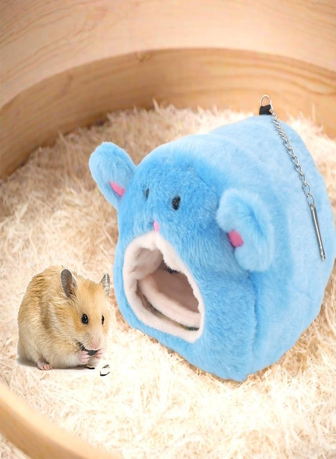 VTurboWay 2 Pcs Hamster Winter Warm House Bed Cotton Nest Cute Bear Designed with Bed Mat for Hamster Guinea Pig Chinchillas Hedgehog Squirrel and Other Small Furry Animals (Blue and Grey) - Image 5