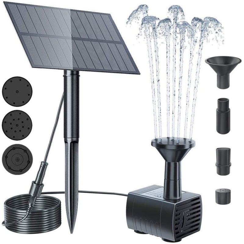 Solar Fountain Kit: Black High Efficiency Monocrystalline Silicon Panel - Adjustable Angle With 3M Cord 4 Nozzles Max 450Mm Spray Height Solar Powered Fountain for Outdoor Garden Pond Courtyard Bird B - Image 1