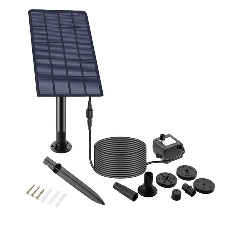 Solar Fountain Kit: Black High Efficiency Monocrystalline Silicon Panel - Adjustable Angle With 3M Cord 4 Nozzles Max 450Mm Spray Height Solar Powered Fountain for Outdoor Garden Pond Courtyard Bird B - Image 5