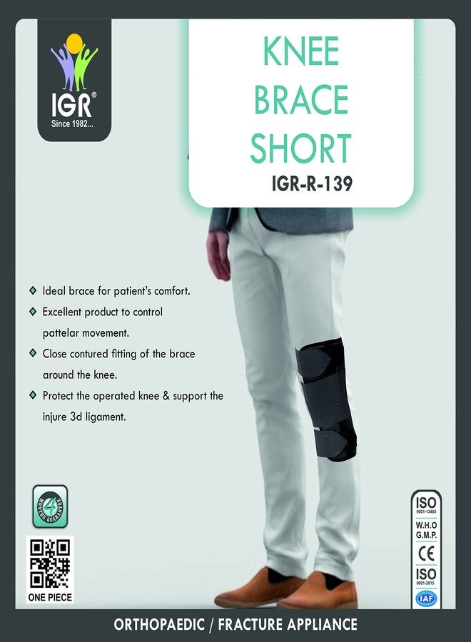 IGR دعامة الركبة IGR - دعامة قصيرة 14 بوصة (دعم قوي) | دعامة للركبة لعلاج التهاب مفصل الركبة | تسكين الألم | مثبت للركبة | إصابات المفاصل | مثبت للركبة | متوسط - Image 1