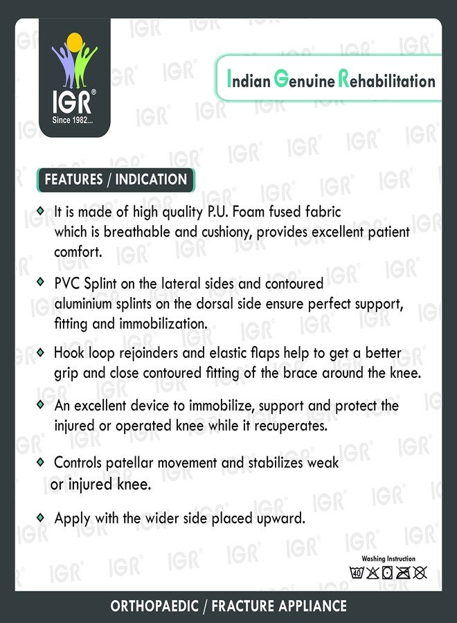 IGR دعامة الركبة IGR - دعامة قصيرة 14 بوصة (دعم قوي) | دعامة للركبة لعلاج التهاب مفصل الركبة | تسكين الألم | مثبت للركبة | إصابات المفاصل | مثبت للركبة | متوسط - Image 2