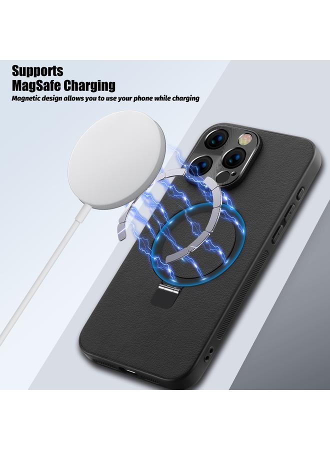 S-TOP Case For iPhone 14 MagSafe Rotation Holder PC + Leather Phone Case - Image 4