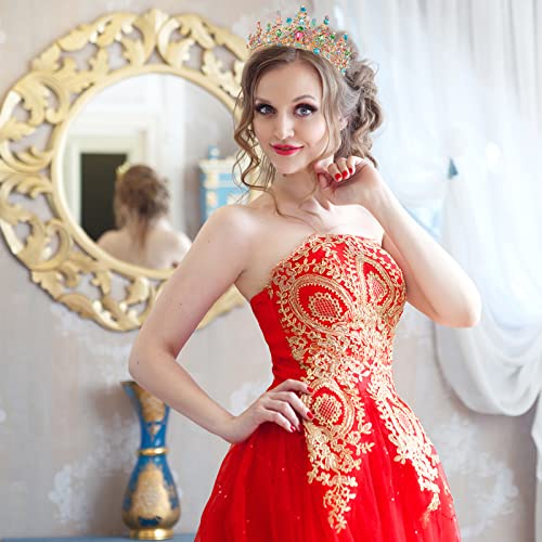 CURASA Baroque Tiaras multicolor crown for women birthday crown for girls vintage princess crown Rhinestone Headbands Queen crown for bridal wedding prom Halloween birthday party - Image 4