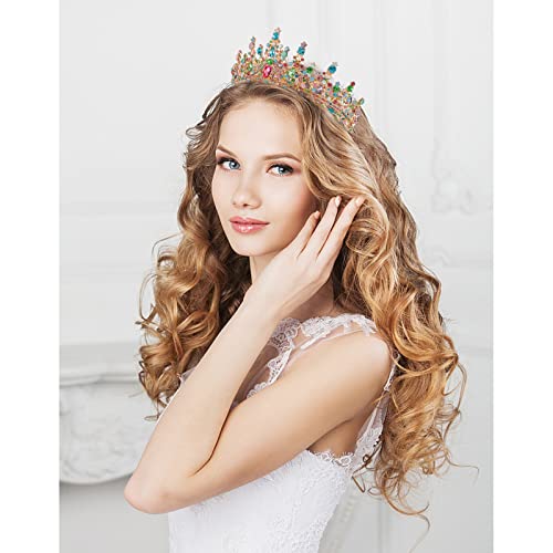 CURASA Baroque Tiaras multicolor crown for women birthday crown for girls vintage princess crown Rhinestone Headbands Queen crown for bridal wedding prom Halloween birthday party - Image 3