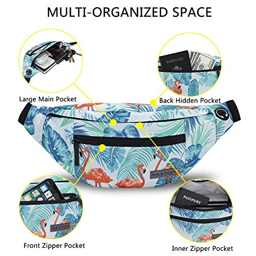Maxtop Large Fanny Pack Belt Bag with Headphone Jack and 4-Zipper Pockets Adjustable Straps Waist Pack Bag for Men Women - Image 3