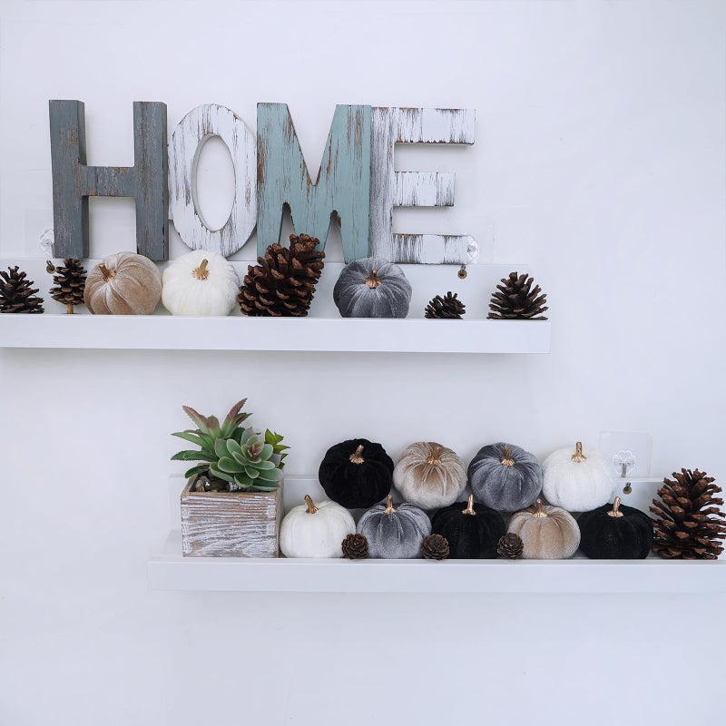 Winlyn 12 Pcs Small Assorted Faux Velvet Pumpkins Decorative Fabric Pumpkins in White Black Gray Taupe Foam Pumpkins 3"" for Farmhouse Fall Wedding Thanksgiving Halloween Table Centerpiece Mantel D?cor - Image 5