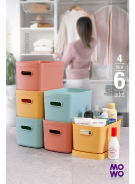 Mowo Home Alegra 6 Pieces 4 Lt Mix Multi-Purpose Cabinet Organizer Box with Lid, Decorative Storage Box  - Image 1