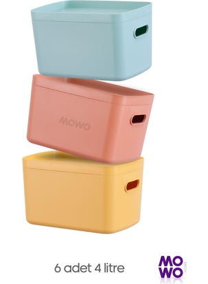 Mowo Home Alegra 6 Pieces 4 Lt Mix Multi-Purpose Cabinet Organizer Box with Lid, Decorative Storage Box  - Image 5