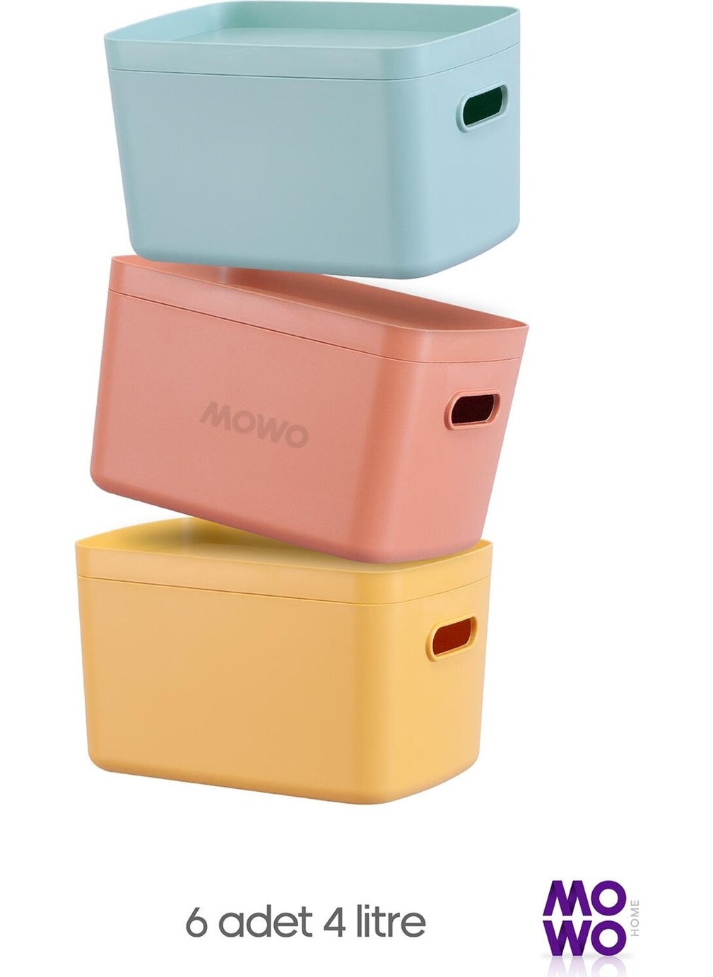 Mowo Home - Alegra 6 Pieces 4 Lt Mix Multi-Purpose Cabinet Organizer Box with Lid, Decorative Storage Box - Image 1
