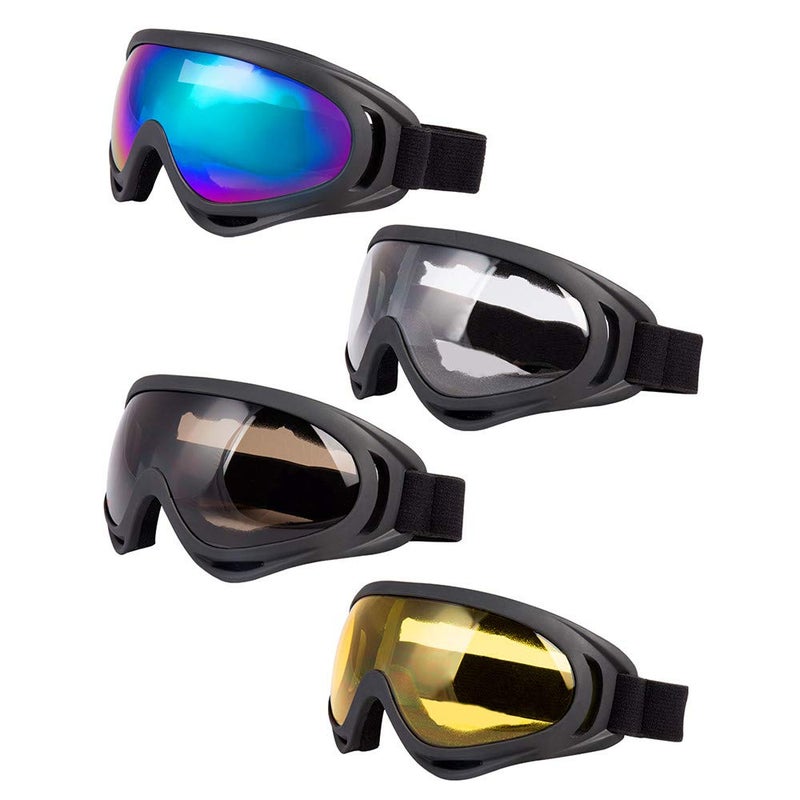 LJDJ Ski Goggles Pack of 4 Snow Snowboard Goggles Motorcycle Goggles UV Protection Antifog for Men Women Kids