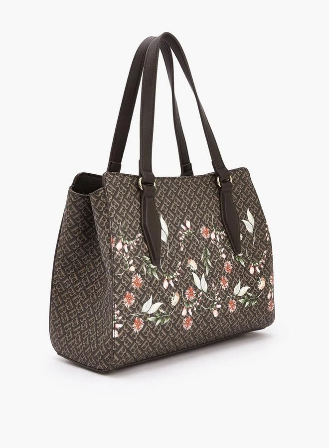 Flora Bella By Shoexpress Flora Bella Monogram Floral Print Tote Bag with Handles