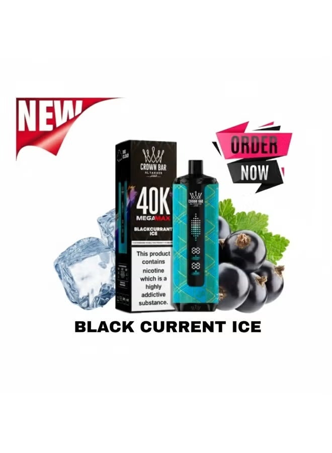 AL FAKHER Crown Bar Mega Max 40000Puff Blackcurrant Ice Disposable Vape Kit NC-6mg - Image 3