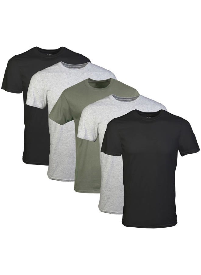 Gildan Men's Crew T-Shirts, Multipack, Style G1100, Black/Sport Grey/Military Green (5-Pack), Large - Image 1